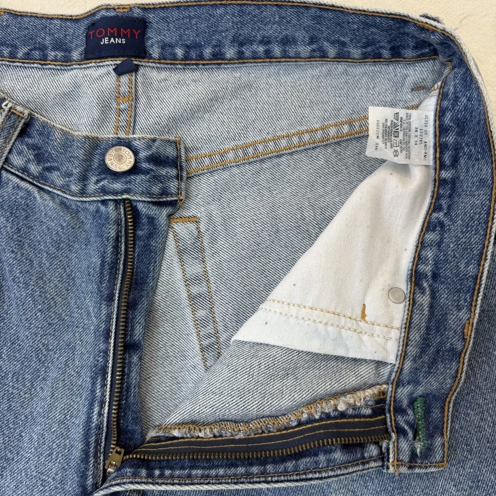 Tommy Hilfiger Tommy Jeans Freedom Mens 34x34 Made USA Light Wash Y2K